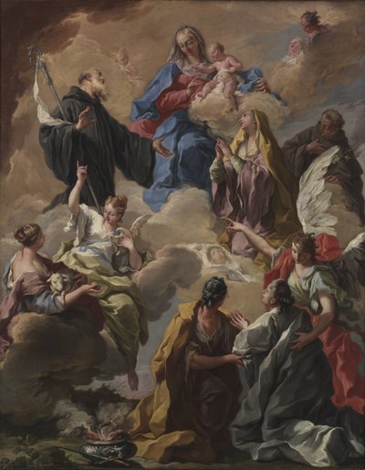 Heiligen presenteren een vrome vrouw aan de Maagd en het Kind door Giambattista Pittoni